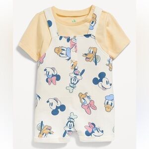 Disney Baby Mickey & Friends Shortall Overall Romper Outfit Set 3-6M